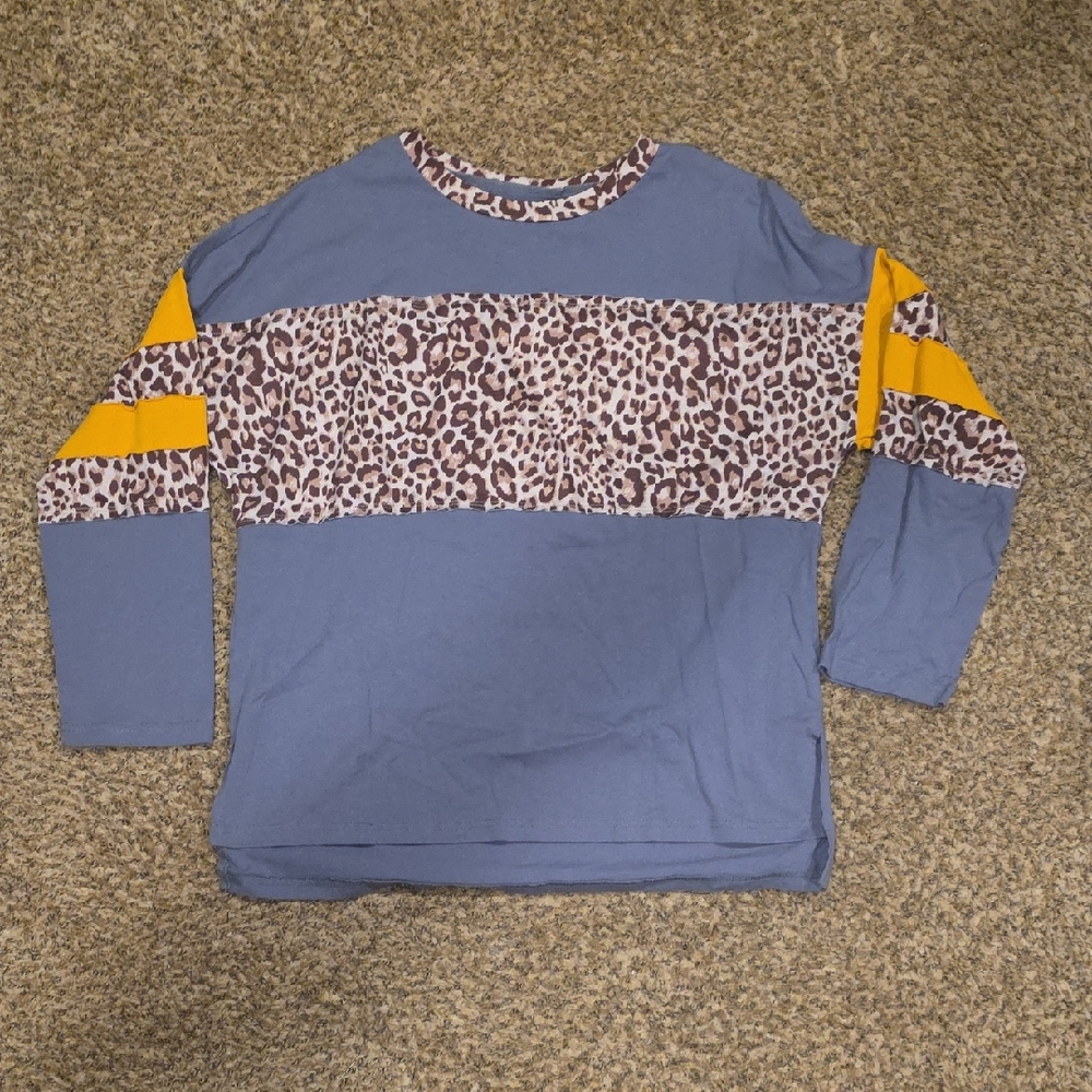Leopard Print Women's Shirt - Blue Leopard Print